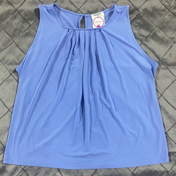 3X Zenana Spring Blue Sleeveless Blouse - Picture 3 of 12